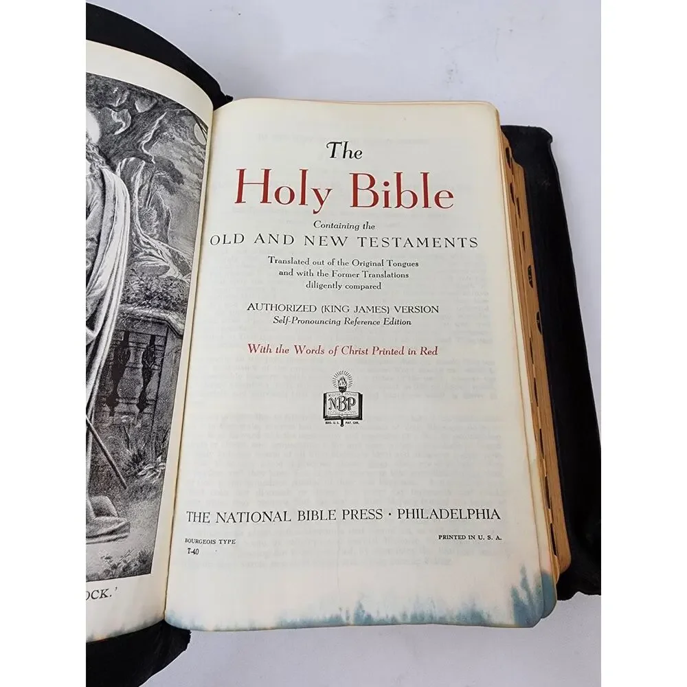National Bible Press Old & New Testament Pronouncing Red Letter Teacher Ed. 60's